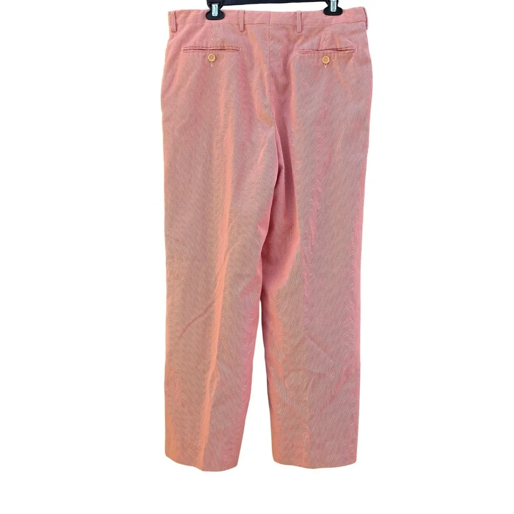 Bullock & Jones Seersucker Pants Mens 36 Red White Pleated‎ Bossi Italy